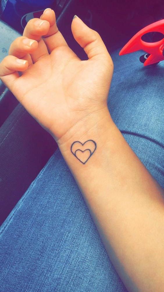 Double Tiny Heart Tattoo On Wrist