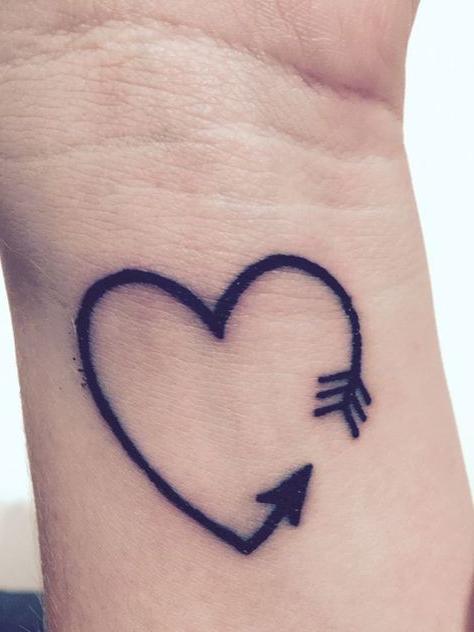 Heart Arrow Tattoo On a Wrist