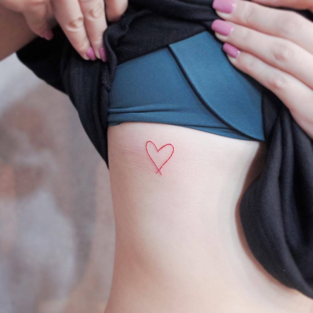 Red Heart Tattoo On Side