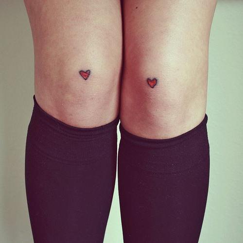 Red Heart Tattoos On Knees