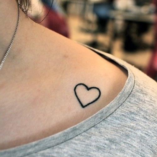 Small Heart Tattoo on Collarbone