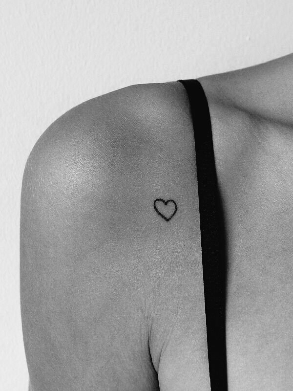 Tiny Heart Tattoo On Shoulder