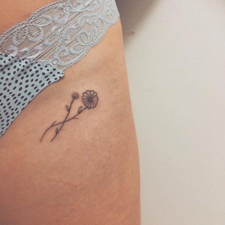 minimalist mountain tattoo on hip